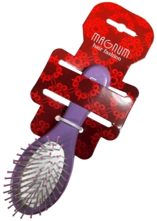 1231184 Dětský kartáč na vlasy dřevěná rukojeť fialový Magnum
